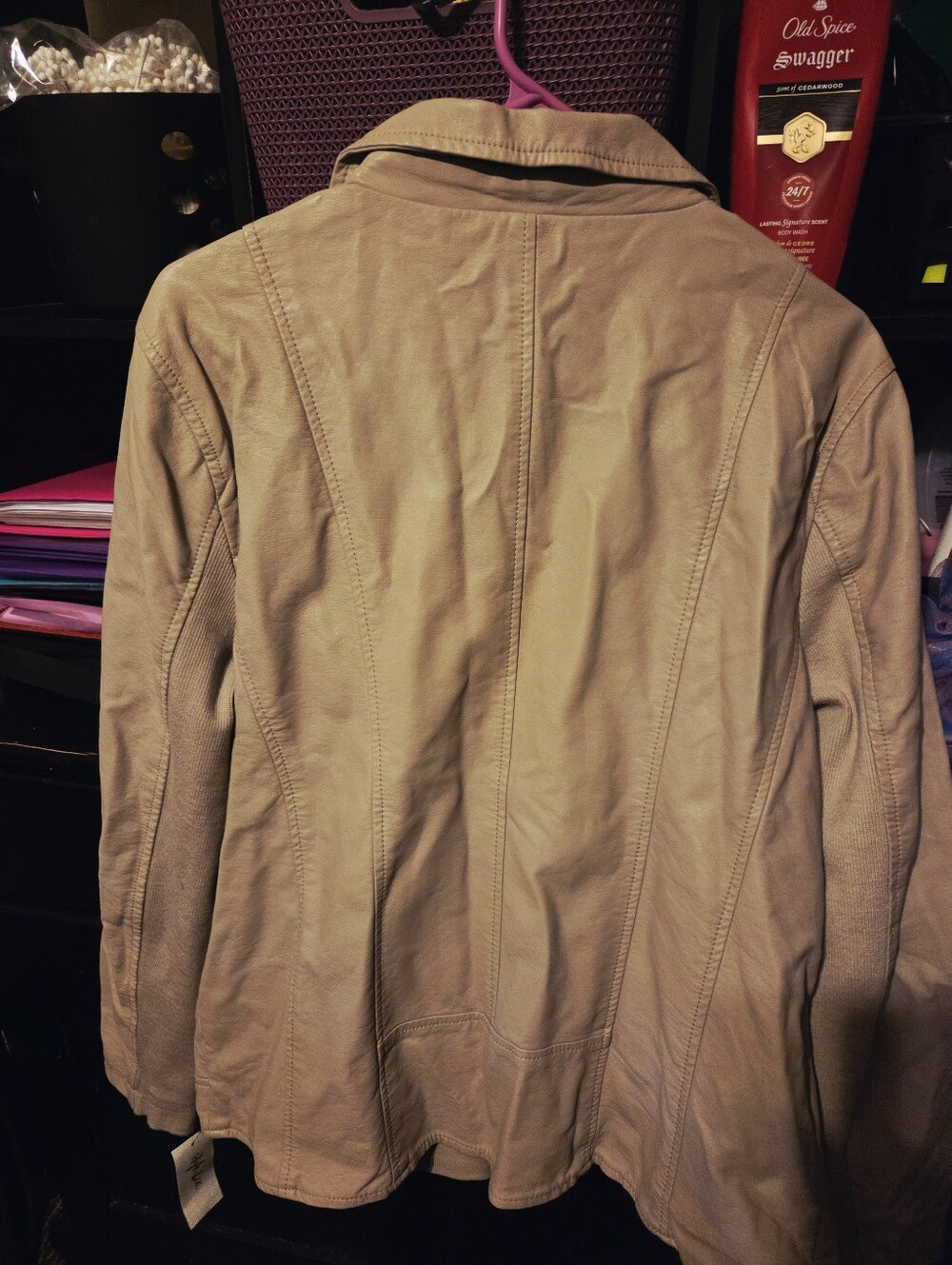 Style & Co. Beige Faux Leather Moto Jacket - Picture 5 of 7